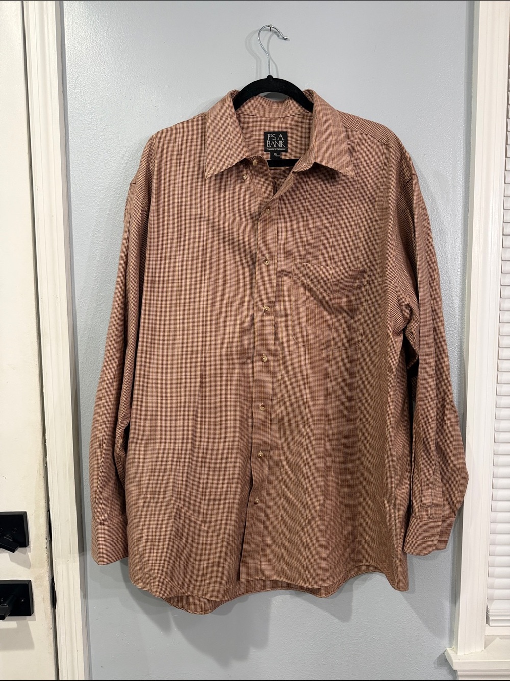 Jos. A. Bank Men's Brown Plaid Dress Shirt